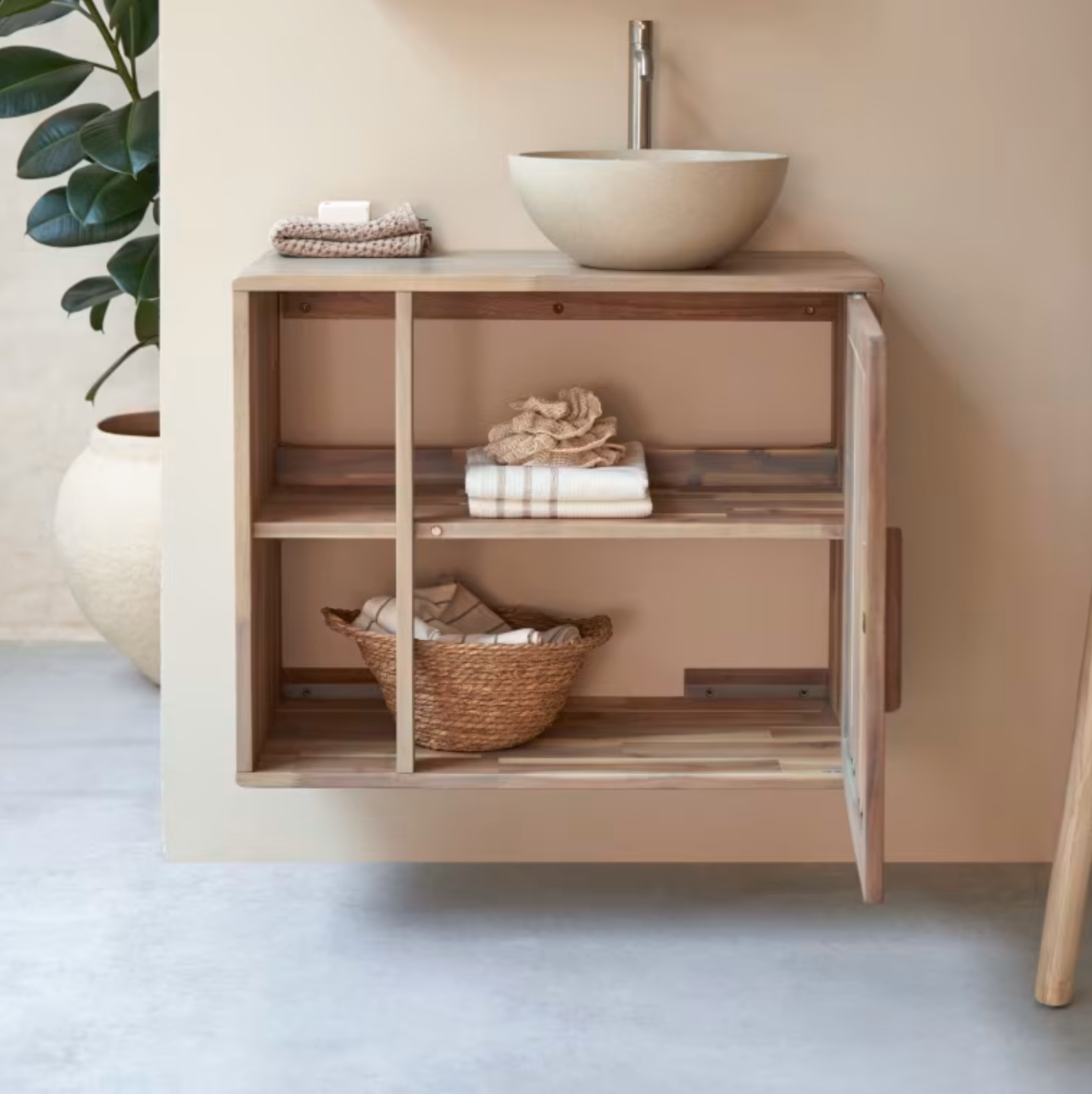 Lila Meuble de salle de bain en acacia massif 80 cm