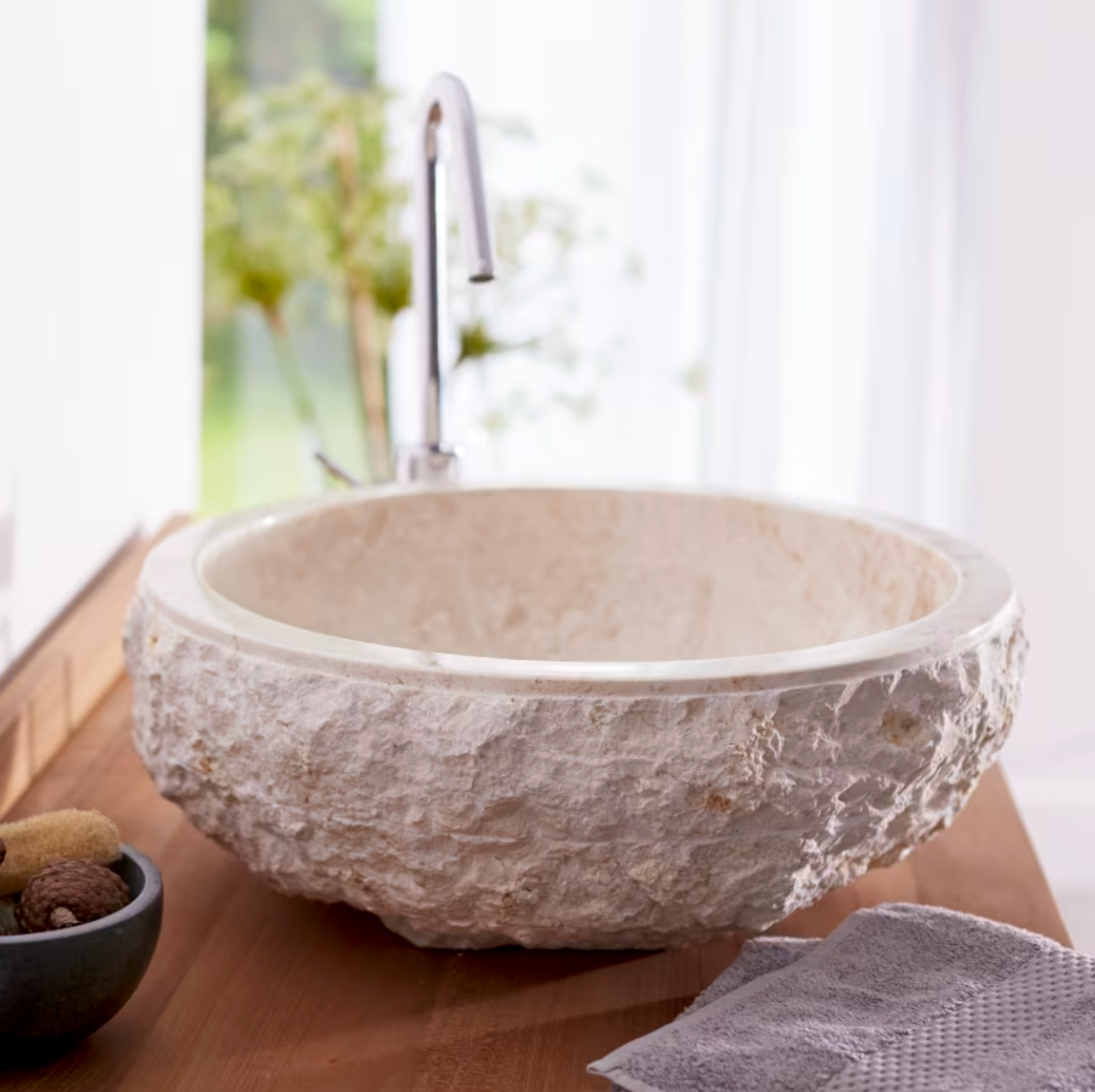 Scrula Vasque ronde en marbre cream