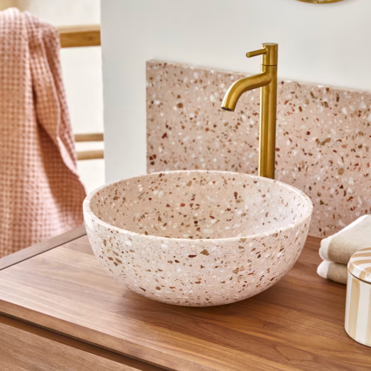 Elea Vasque ronde en terrazzo premium pink