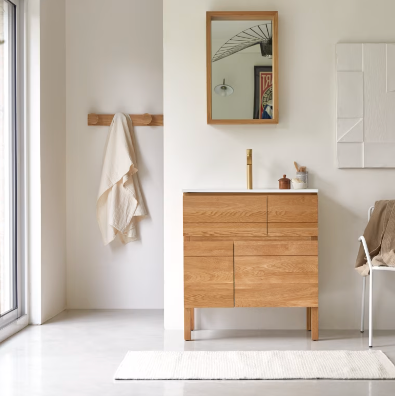 Easy Meuble salle de bain en chêne massif et céramique 80 cm