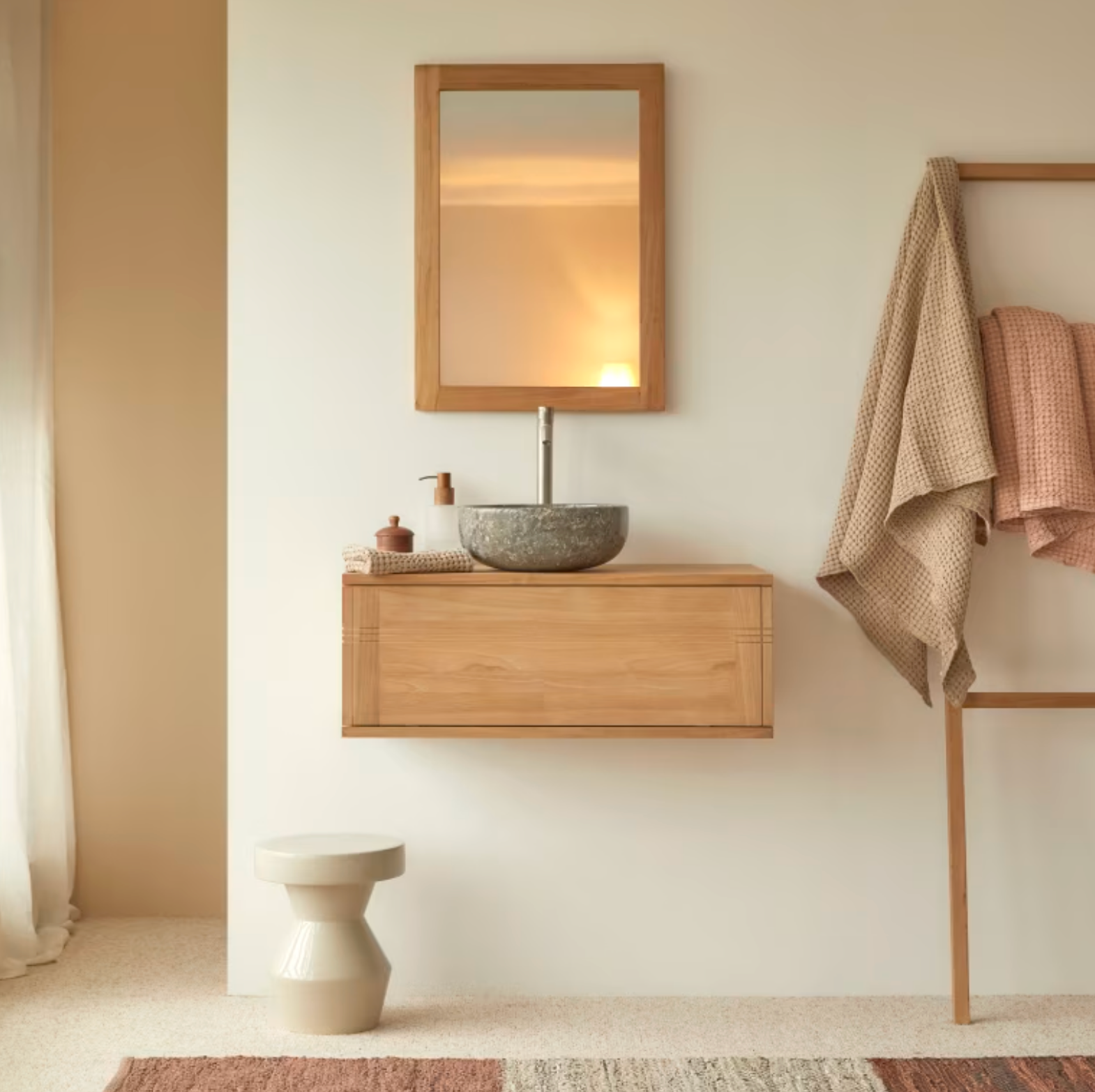 Basic Meuble sous vasque teck massif 80 cm