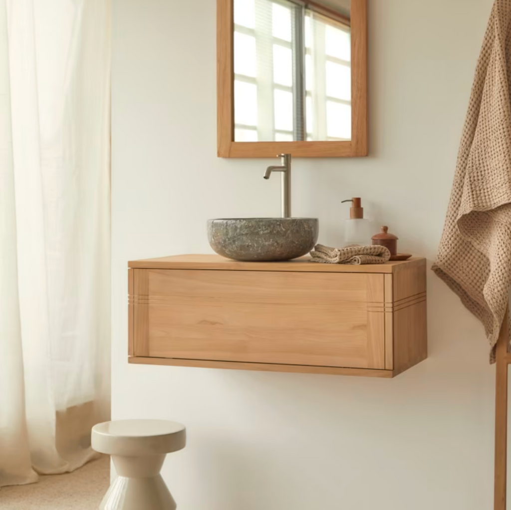 Basic Meuble sous vasque teck massif 80 cm