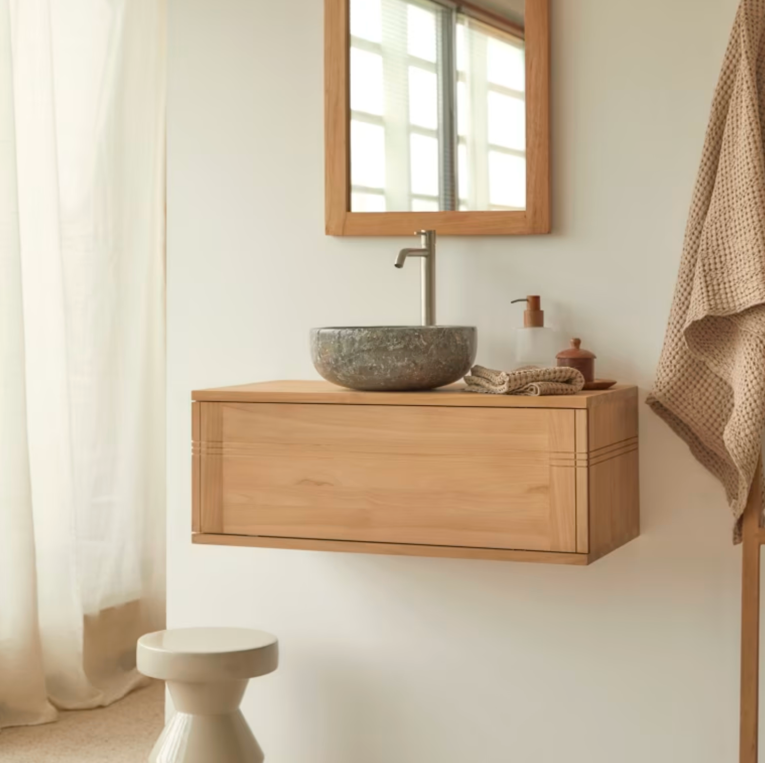 Basic Meuble sous vasque teck massif 80 cm