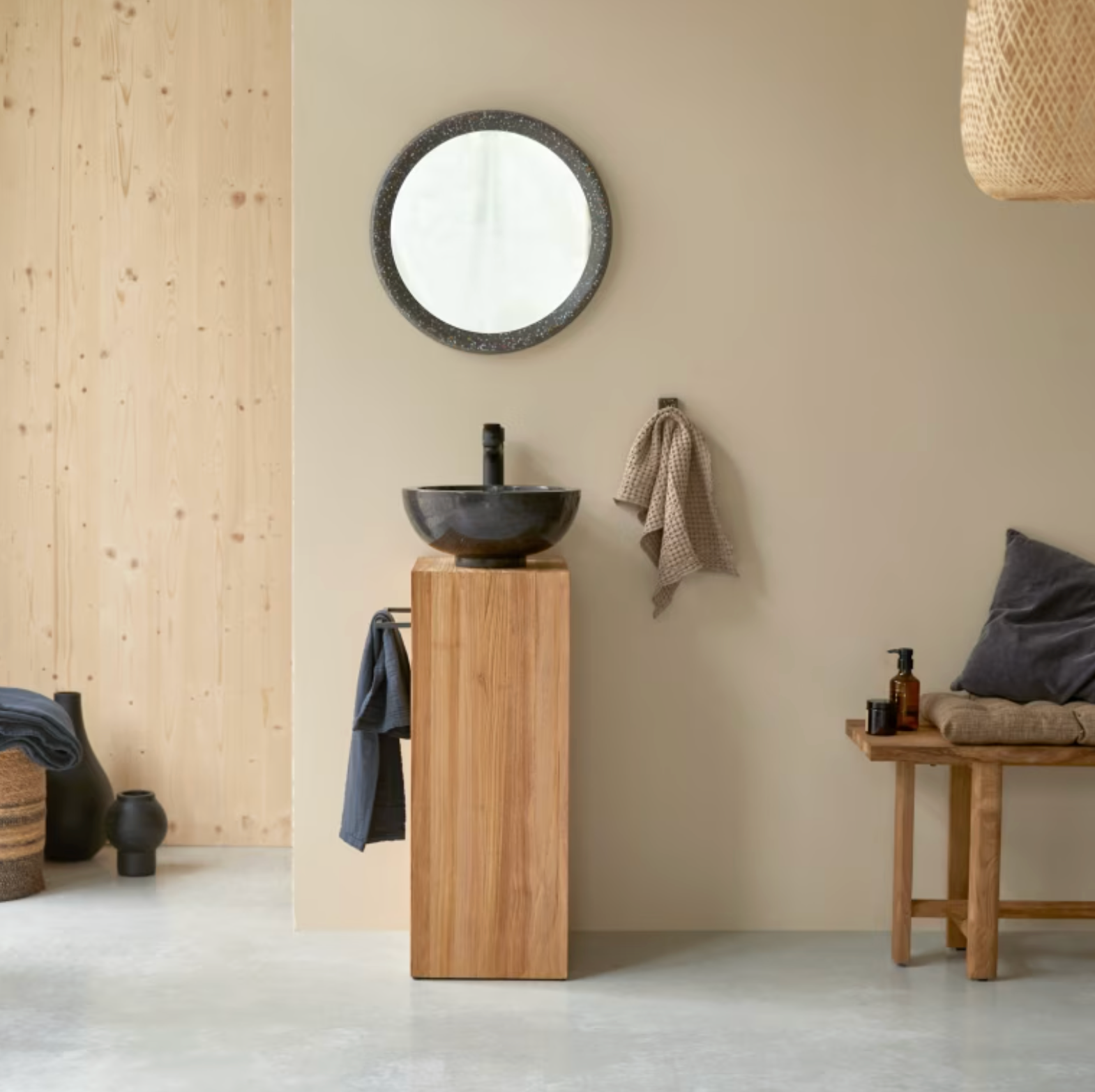 Stelle Meuble sous vasque en teck massif gauche