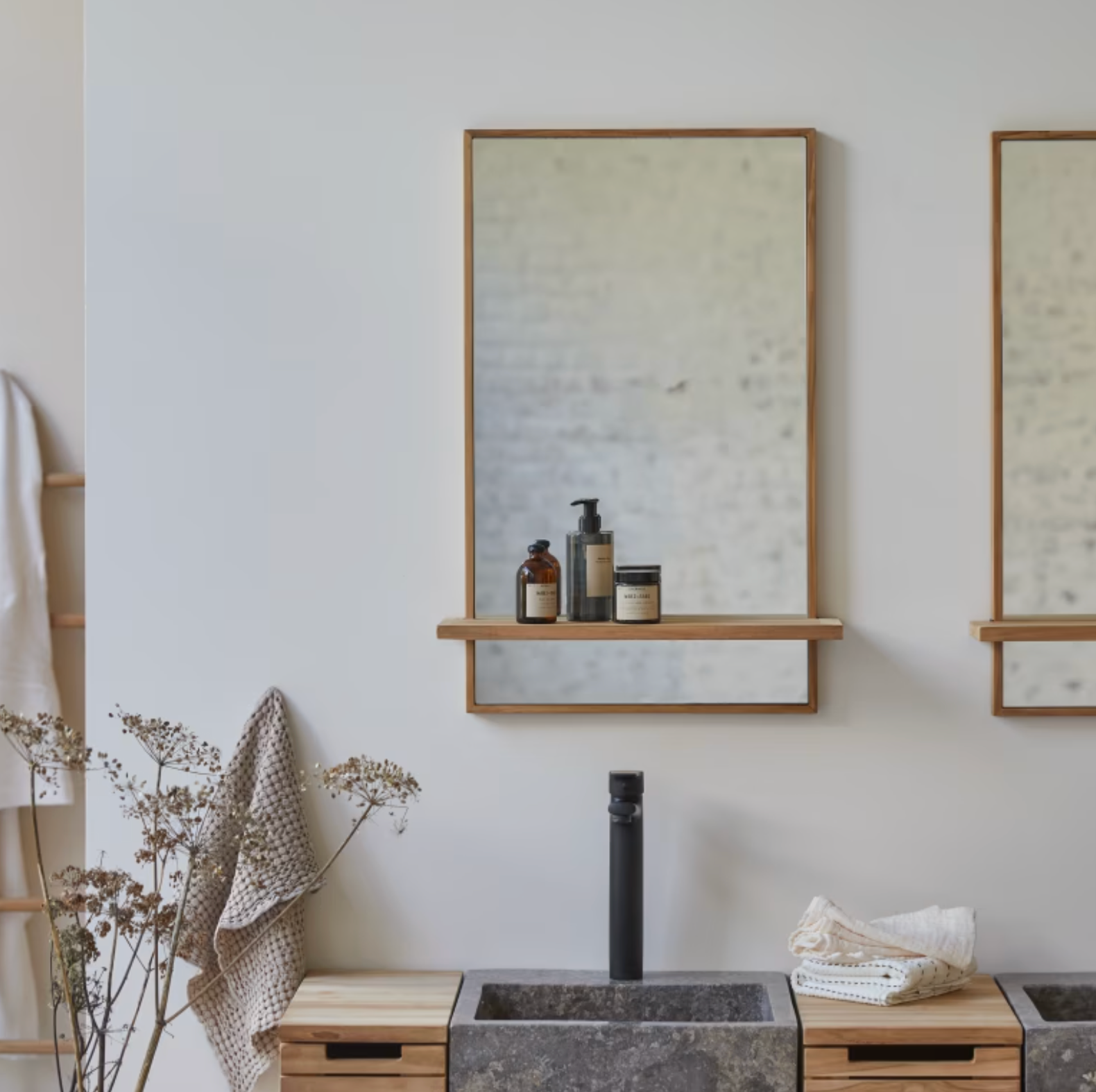 Galyno Miroir en teck 75x45 cm