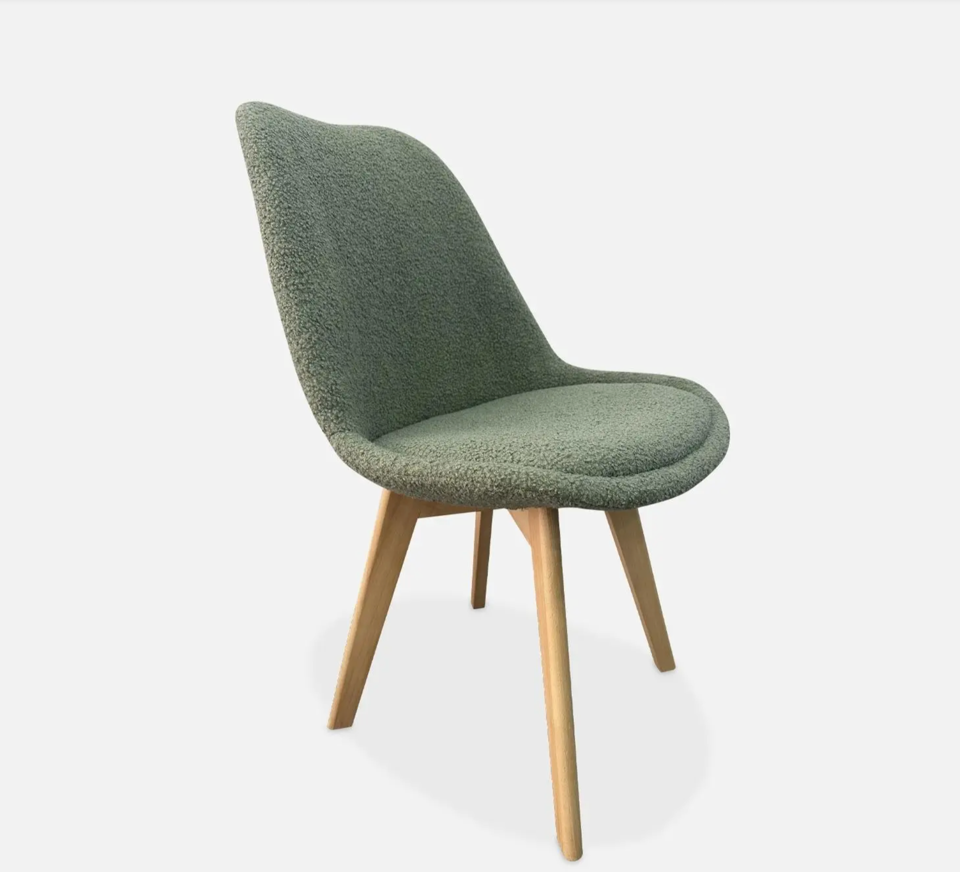 Chaise scandinave bois de hêtre et bouclette (lot de 4)