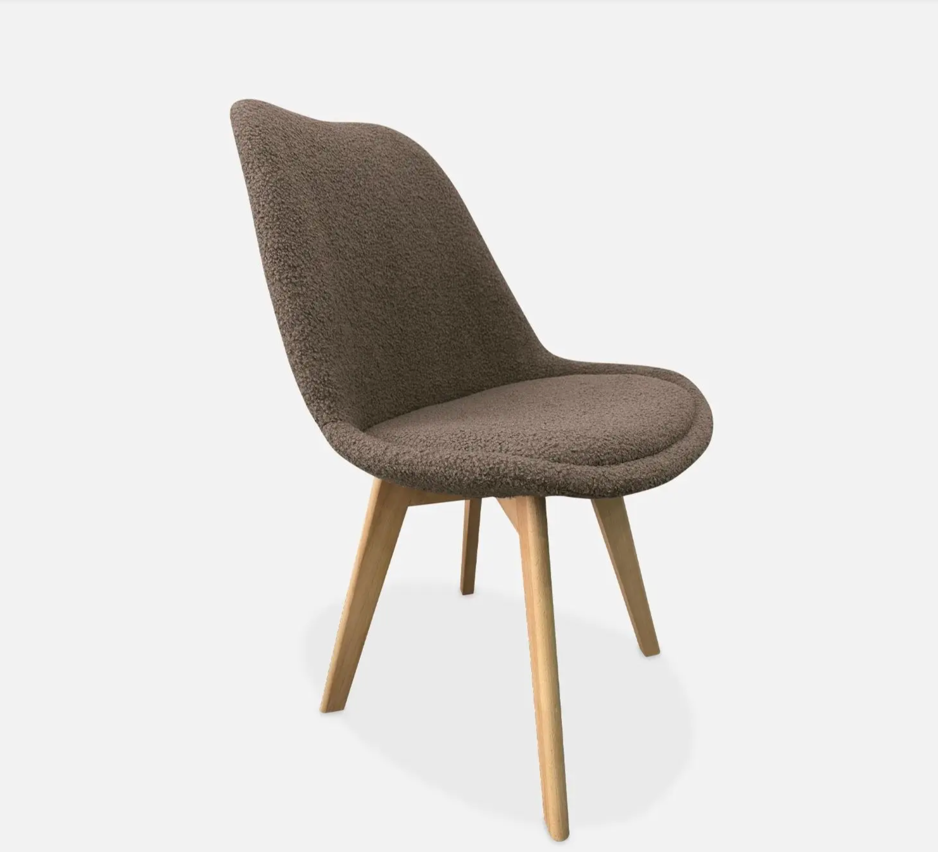 Chaise scandinave bois de hêtre et bouclette (lot de 4)