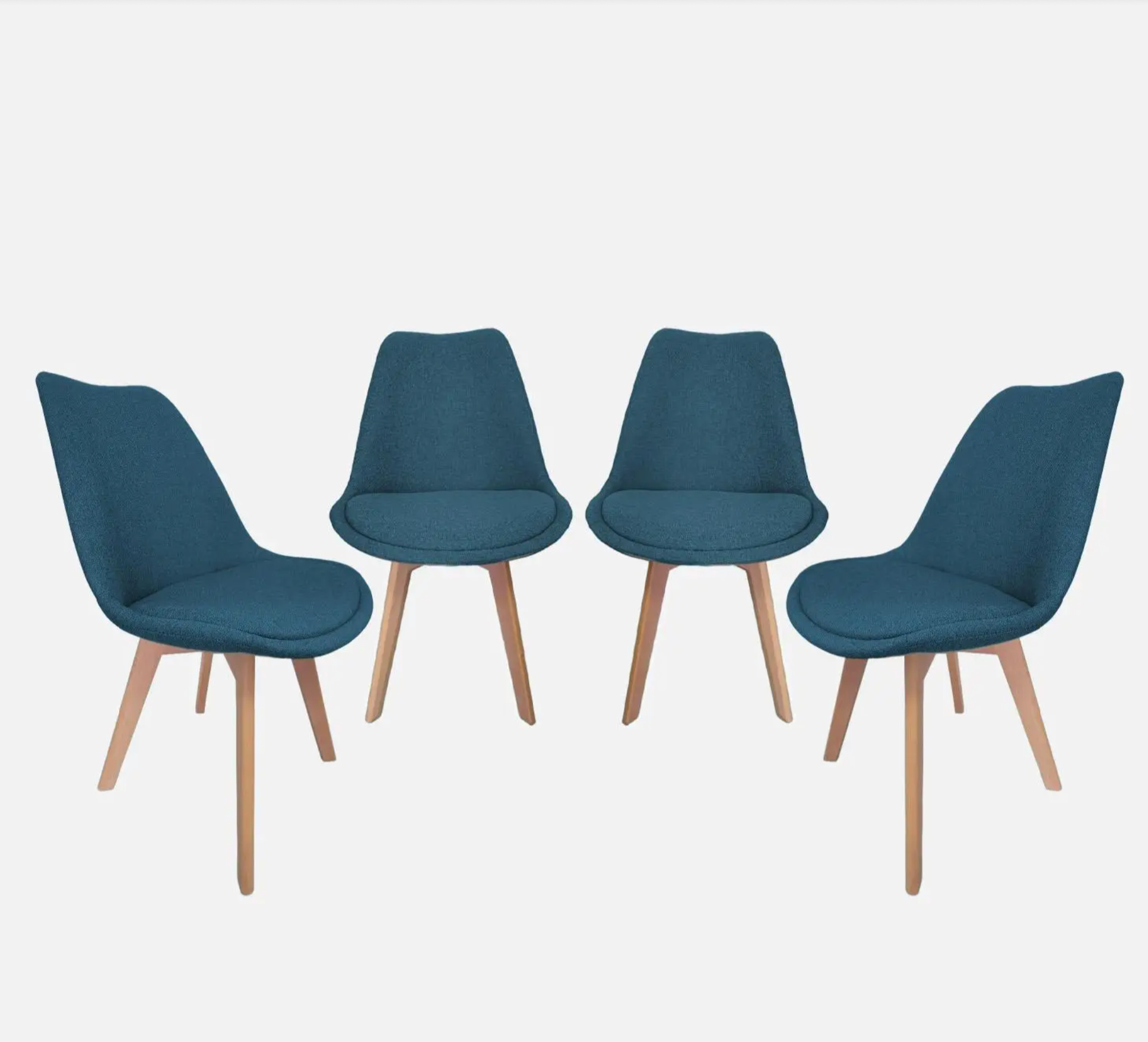Chaise scandinave bois de hêtre et tissu (lot de 4)
