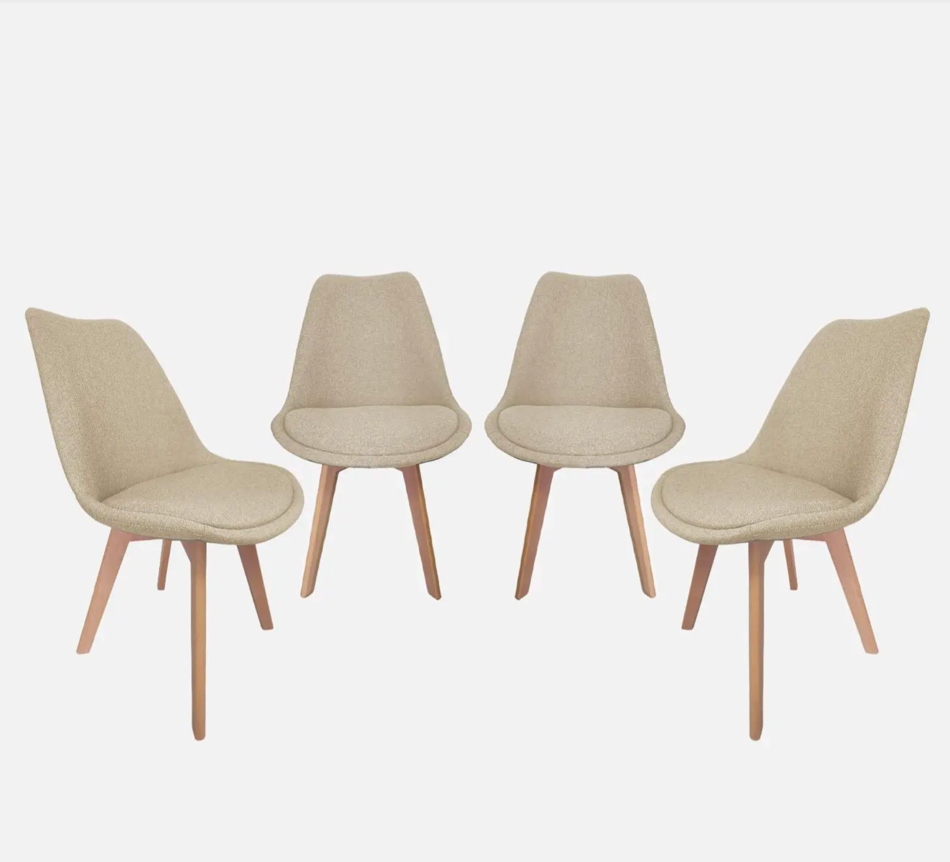 Chaise scandinave bois de hêtre et tissu (lot de 4)