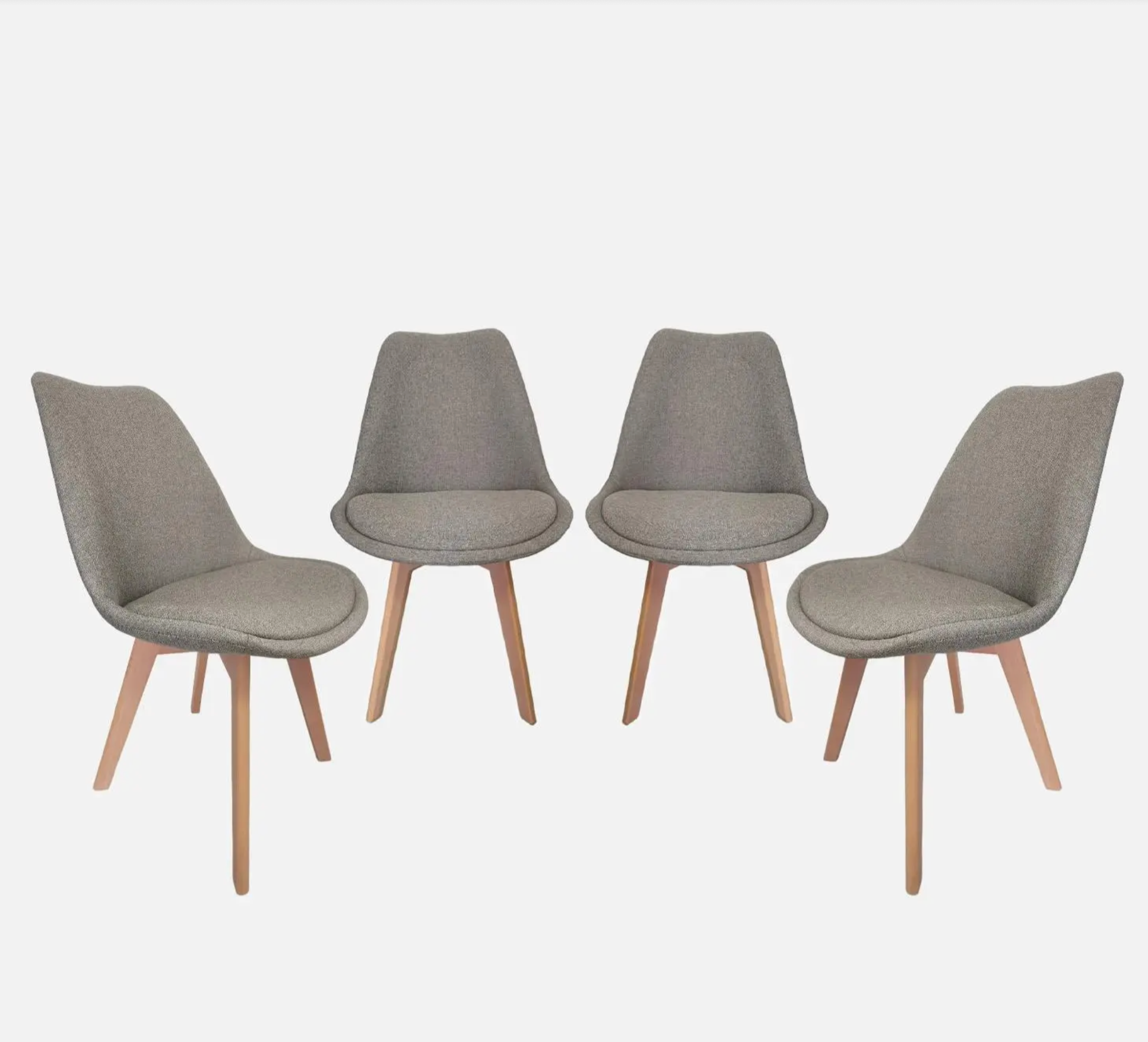 Chaise scandinave bois de hêtre et tissu (lot de 4)