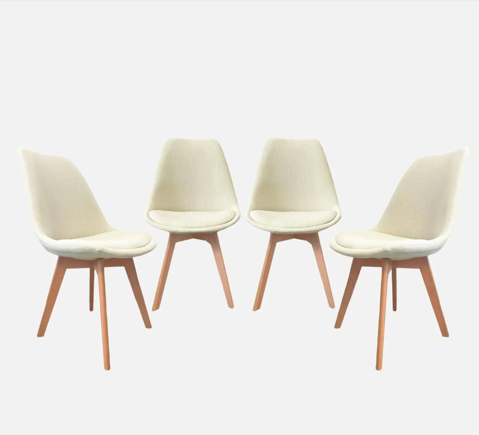 Chaise scandinave bois de hêtre et velours côtelé (lot de 4)