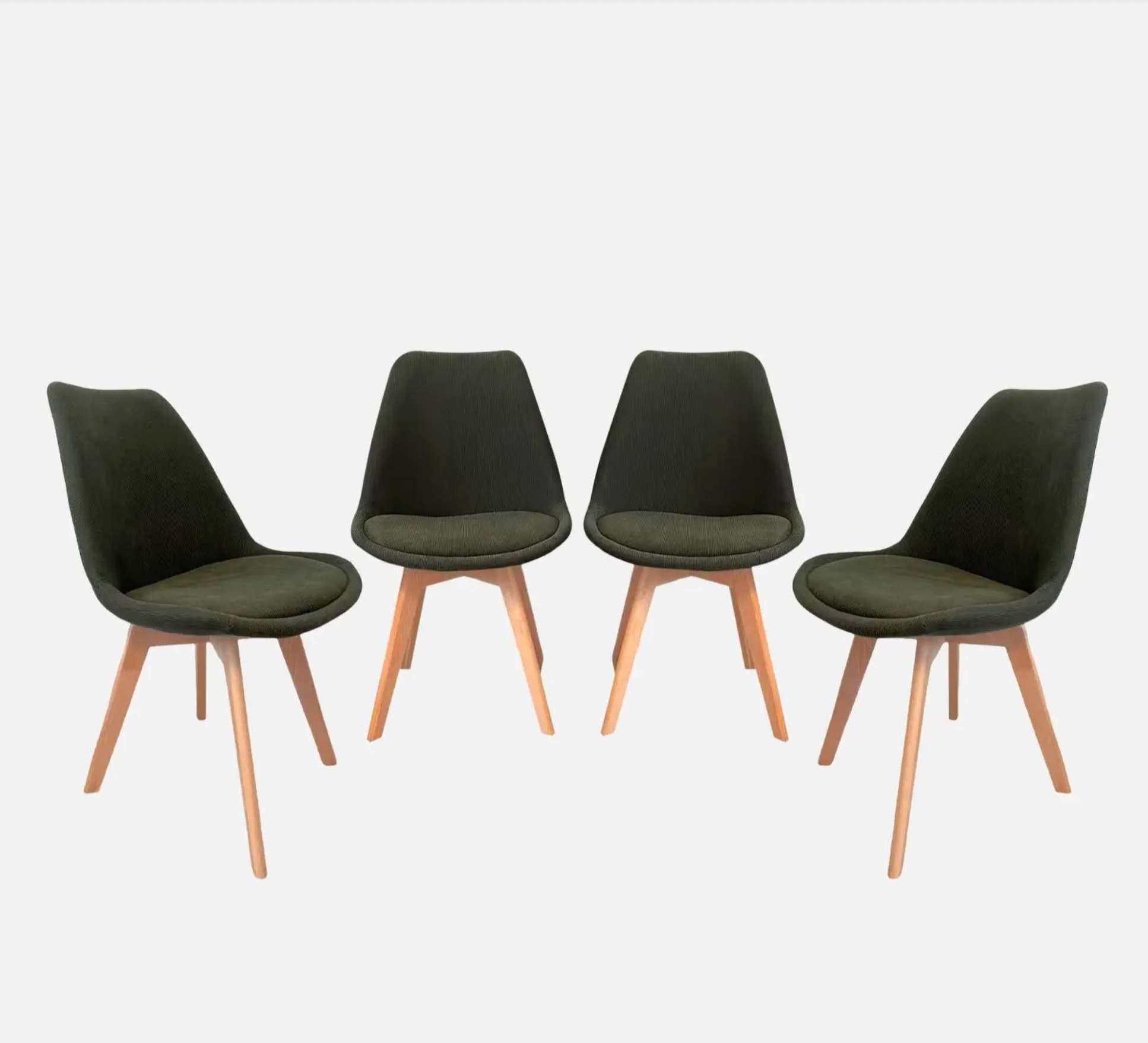 Chaise scandinave bois de hêtre et velours côtelé (lot de 4)