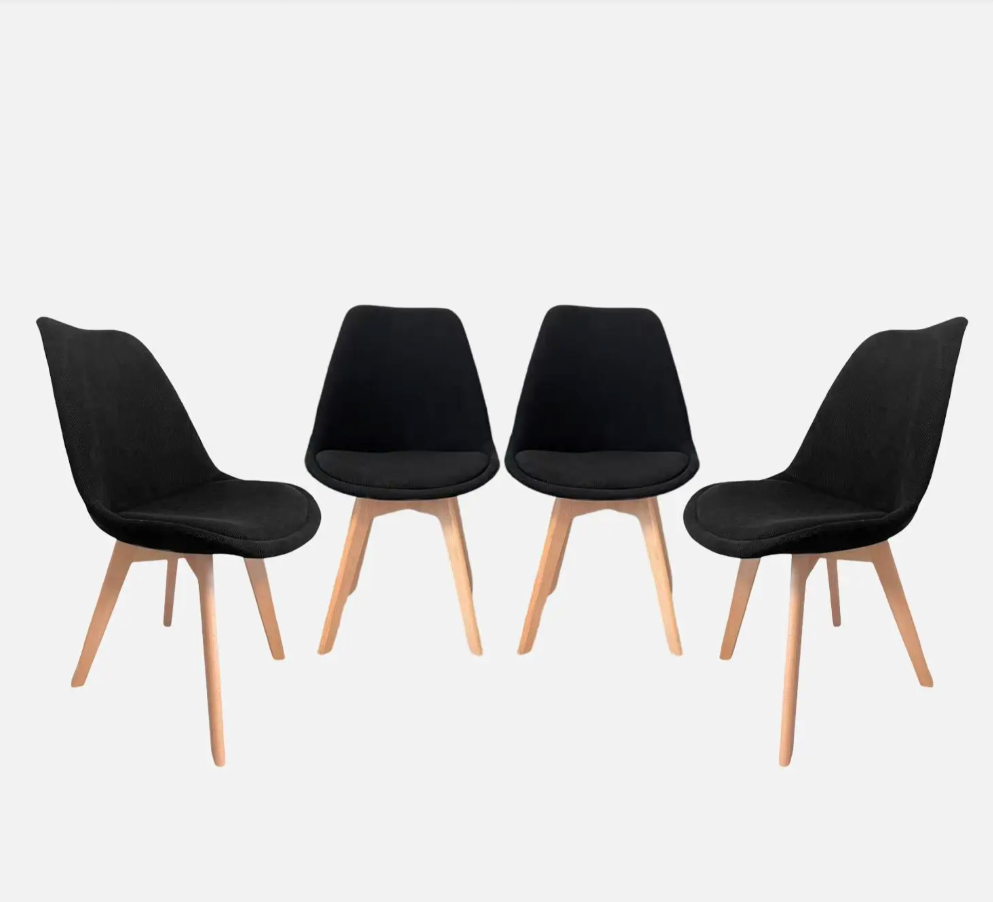 Chaise scandinave bois de hêtre et velours côtelé (lot de 4)