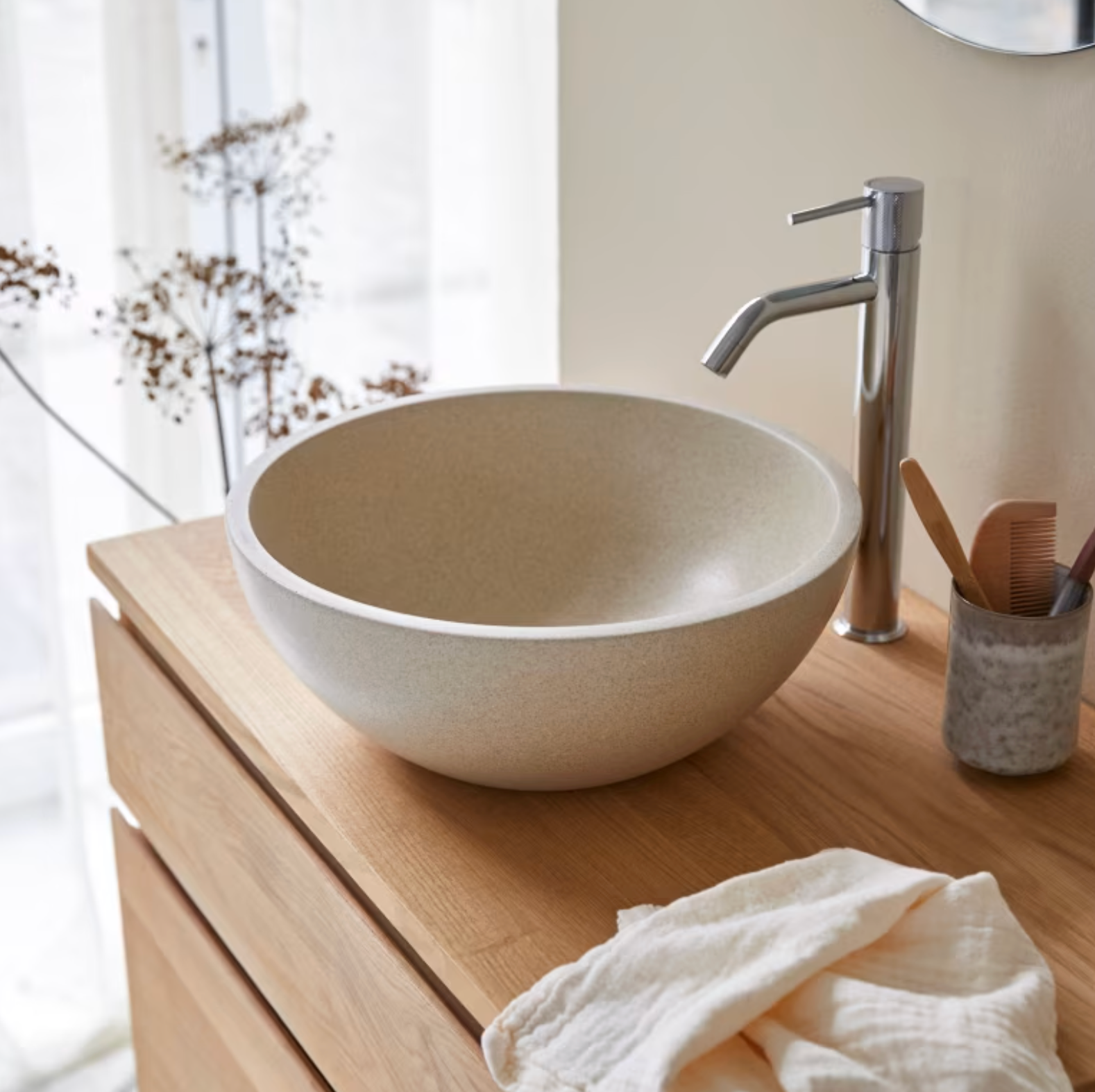 Micha Vasque ronde en terrazzo cream