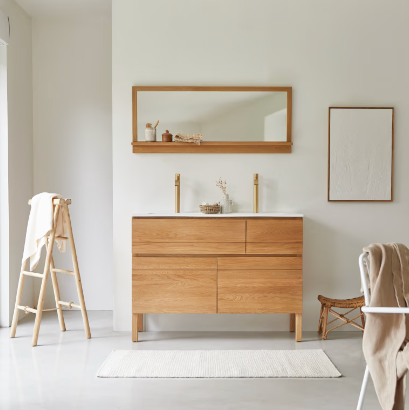 Easy Meuble salle de bain en chêne massif et céramique 120 cm