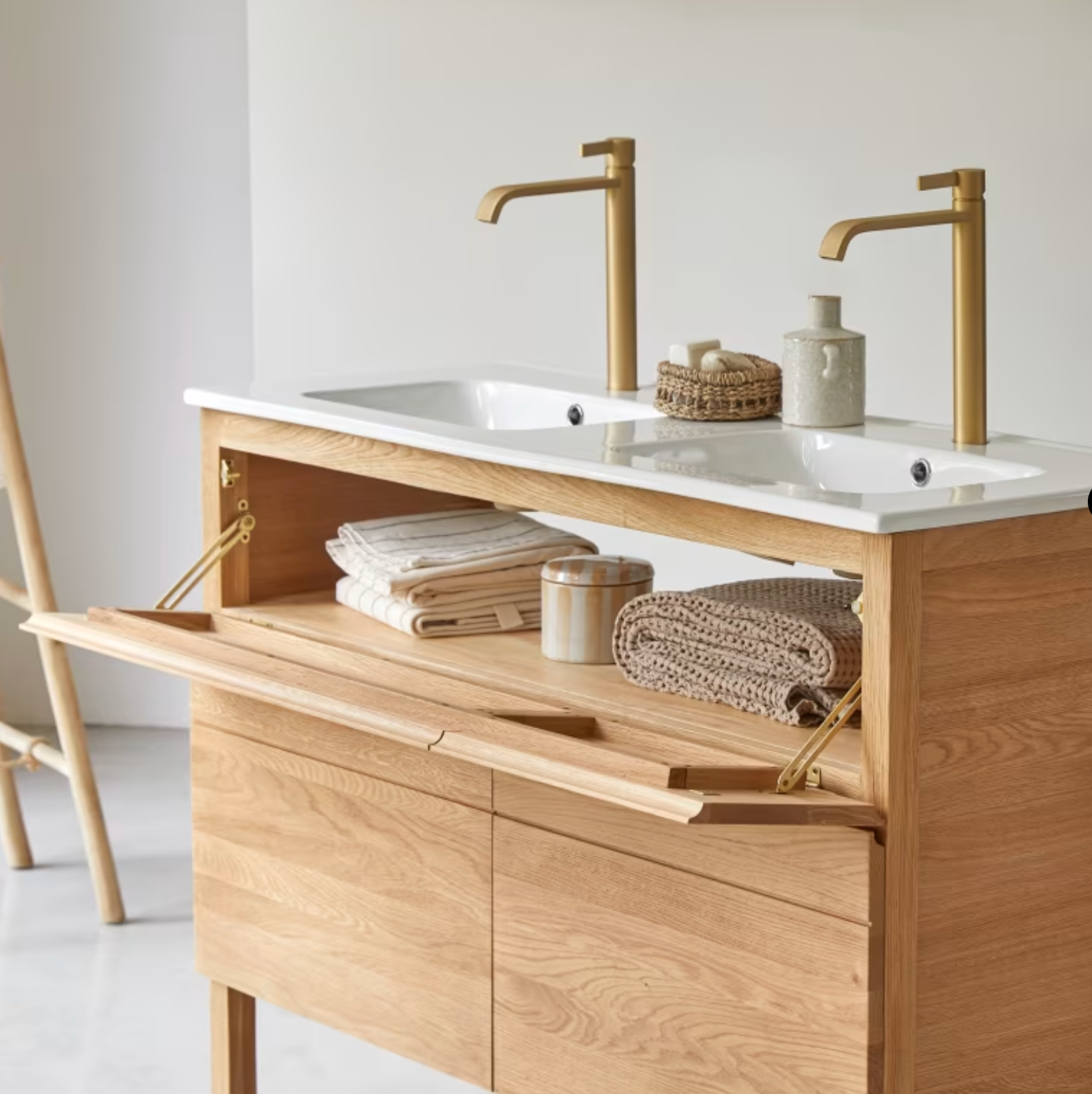 Easy Meuble salle de bain en chêne massif et céramique 120 cm